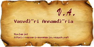 Vasvári Annamária névjegykártya